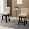 HOMCOM Bar Stools Set Of 4, Swivel Bar Chairs, 25.5" High Fabric Tufted Breakfast Barstools For Kitchen Counter, Beige 2 HOMCOM Bar Stools Set Of 4, Swivel Bar Chairs, 25.5" High Fabric Tufted Breakfast Barstools For Kitchen Counter, Beige -Homcom GUEST 957481e6 983c 4143 9136 e5cf2e149f59