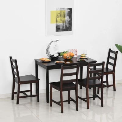 HOMCOM 5 Piece Dining Room Table Set, Wooden Kitchen Table And Chairs For Dinette, Breakfast Nook 4 HOMCOM 5 Piece Dining Room Table Set, Wooden Kitchen Table And Chairs For Dinette, Breakfast Nook - Image 2