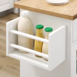 HOMCOM Rolling Kitchen Island With Storage, Utility Kitchen Cart With 2 Drawers, 2 Cupboards, Towel Rack And Spice Rack For Dining Room, White 10 HOMCOM Rolling Kitchen Island With Storage, Utility Kitchen Cart With 2 Drawers, 2 Cupboards, Towel Rack And Spice Rack For Dining Room, White -Homcom GUEST 95a6f828 5e64 4360 9cd0 c0bee5cd23ca