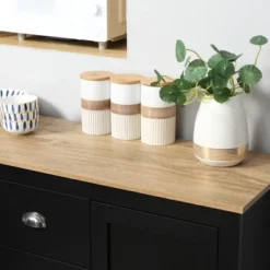 HOMCOM Kitchen Sideboard With Adjustable Shelves, Dining Buffet Cabinet With 3 Storage Drawers, Black -Homcom GUEST 964a4713 01d2 4fe4 a395 60b7475f83ce