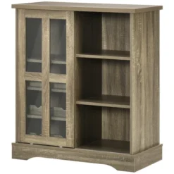 HOMCOM Modern Buffet Cabinet With Sliding Door, Wine Bar Cabinet With Storage, Kitchen/Dining Room Storage Cabinet With Shelves, Gray -Homcom GUEST 96b8da6e f8d7 463f a64a 2b2379e20255