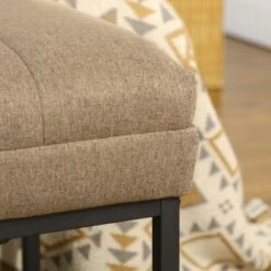 HOMCOM 47.25" End Of Bed Bench With Channel Tufted Design, Upholstered Ottoman Bench With Steel Legs For Bedroom, Entryway, Brown -Homcom GUEST 96dc10e9 5e48 4c20 b195 ea77de7f63e1