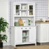 HOMCOM Freestanding Rustic Buffet With Hutch, 4 Doors Farmhouse Kitchen Pantry Cabinet, Microwave Stand With Beadboard Panel, Drawer, White -Homcom GUEST 977dcb68 1b4e 44bb 8e26 5bf3e451e970