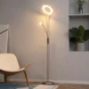 HOMCOM Modern LED 2 Light Floor Lamp, Tall Standing Lamp With Rotatable Ring Light And Height Adjustable Side Light For Living Room Or Bedroom, Silver -Homcom GUEST 98870a75 e432 4a8d 9a85 7feaef3ee614