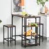 HOMCOM Industrial 3 Piece Dining Table Set, Counter Height Bar Table And Chairs Set, Kitchen Bistro Table Set With Storage Shelf And Stools, Brown -Homcom GUEST 988be90e e89c 47e9 b17c d03796565a28