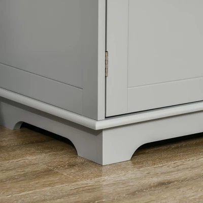 HOMCOM Modern Sideboard With Rubberwood Top, Buffet Cabinet With Storage Cabinets, Drawers And Adjustable Shelves For Living Room, Kitchen, Grey 7 HOMCOM Modern Sideboard With Rubberwood Top, Buffet Cabinet With Storage Cabinets, Drawers And Adjustable Shelves For Living Room, Kitchen, Grey - Image 5