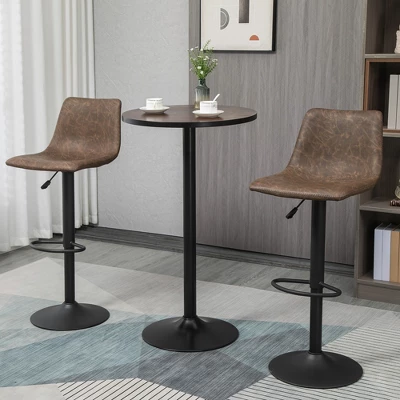 HOMCOM 42"H Rustic Industrial Bar Table Pub Table Elm Wood Top With Metal Base 3 HOMCOM 42"H Rustic Industrial Bar Table Pub Table Elm Wood Top With Metal Base