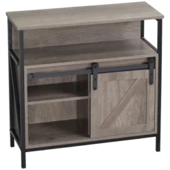 HOMCOM Farmhouse Buffet Cabinet, Kitchen Sideboard, Coffee Bar Cabinet With Sliding Barn Door And Adjustable Shelf For Living Room, Gray -Homcom GUEST 9b35bb28 68cf 42dd 9b43 de38c91e1b38