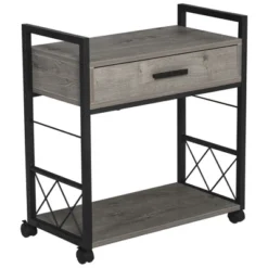 HOMCOM Industrial End Table With Drawer And Bottom Shelf, Mobile Side Table With 4 Wheels For Living Room, Bedroom -Homcom GUEST 9eb441d3 1c3c 4485 b230 3e9b15c13f3a