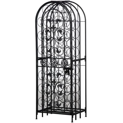 HOMCOM 45-Bottle Modern Wine Organizer Decorative Portable Wrought Iron Wine Rack Jail 5 HOMCOM 45-Bottle Modern Wine Organizer Decorative Portable Wrought Iron Wine Rack Jail - Image 3
