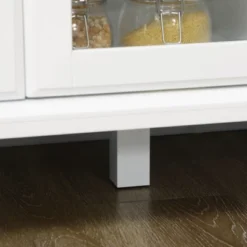 HOMCOM Kitchen Sideboard, Buffet Cabinet With 5 Storage Drawers And Double Glass Door Cupboard For Living Room, White -Homcom GUEST a2c6ad2d ae09 459f 8ee9 14af673c863e