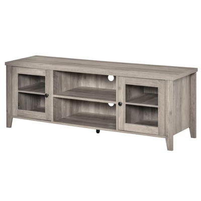 HOMCOM Modern TV Stand, Entertainment Center With Shelves And Cabinets For Flatscreen TVs Up To 60" For Bedroom, Living Room, Gray Wash 5 HOMCOM Modern TV Stand, Entertainment Center With Shelves And Cabinets For Flatscreen TVs Up To 60" For Bedroom, Living Room, Gray Wash - Image 3