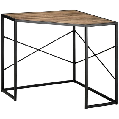 HOMCOM Corner Computer Desk With Steel Frame For Small Spaces, Writing Desk For Workstation, Black 5 HOMCOM Corner Computer Desk With Steel Frame For Small Spaces, Writing Desk For Workstation, Black - Image 3