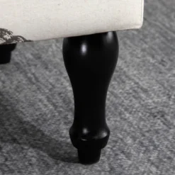 HOMCOM Linen-Touch Upholstered Fabric Ottoman Bench Bed Stool For Bedroom, Entryway, Living Room -Homcom GUEST a4aa74ba f835 481f b861 bc2311364156