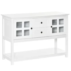 HOMCOM Kitchen Sideboard Serving Buffet Cabinet Cupboard Console Table With Adjustable Shelves, Glass Doors, And 2 Drawers, For Living Room -Homcom GUEST a501b835 4326 4cb1 bf60 d378c275a513