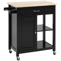 HOMCOM Rolling Kitchen Cart With Wood Top, Kitchen Island With Storage Drawer On Wheels For Dining Room -Homcom GUEST a5f934c0 06ef 4faa 81a2 77946daf82a5