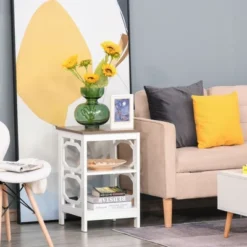 HOMCOM Modern End Table, Accent Side Table With 2 Storage Shelves For Living Room, Bedroom -Homcom GUEST a6c66861 dfeb 4986 9ace 8b208385674d