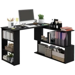 HOMCOM 360° Rotating Home Office Desk L Shaped Corner Computer Desk With Storage Shelves, Writing Table Workstation 20 HOMCOM 360° Rotating Home Office Desk L Shaped Corner Computer Desk With Storage Shelves, Writing Table Workstation -Homcom GUEST a6f43198 dd66 4fa9 961a ea46d14405d9