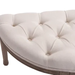 HOMCOM Vintage Semi-Circle Hallway Bench Tufted Upholstered Velvet-Touch Fabric Accent Seat With Rubberwood Legs, Off White -Homcom GUEST a7df5854 ed2f 4af6 b292 deae77b16632