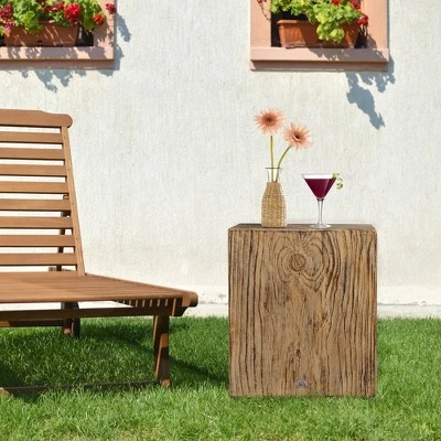 HOMCOM Decorative Side Table With Square Tabletop, Rustic Concrete End Table With Wood Grain Finish, For Indoors And Outdoors, Natural 3 HOMCOM Decorative Side Table With Square Tabletop, Rustic Concrete End Table With Wood Grain Finish, For Indoors And Outdoors, Natural