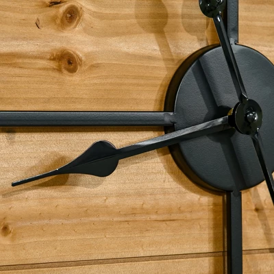 HOMCOM 36 Inch Large Wall Clock, Square Silent Non Ticking Metal Wood Farmhouse Roman Numeral Clocks Decor, Battery Operated, Black And Natural 7 HOMCOM 36 Inch Large Wall Clock, Square Silent Non Ticking Metal Wood Farmhouse Roman Numeral Clocks Decor, Battery Operated, Black And Natural - Image 5