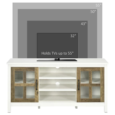 HOMCOM TV Cabinet, Farmhouse TV Stand For 55 Inch TV, Entertainment Center With Adjustable Shelves And Doors For Living Room, White 6 HOMCOM TV Cabinet, Farmhouse TV Stand For 55 Inch TV, Entertainment Center With Adjustable Shelves And Doors For Living Room, White - Image 4