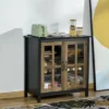 HOMCOM Kitchen Sideboard, Glass Door Buffet Cabinet, Accent Cupboard With Adjustable Storage Shelf For Living Room, Black Wood Grain -Homcom GUEST a9ea20ab 1fbf 4081 96c9 24d09f4077e0