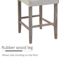 HOMCOM 26.25" Counter Height Bar Stools Set Of 2, Tufted Wingback Armless Upholstered Dining Chair With Rubber Wood Legs -Homcom GUEST aa41506b a644 4caa 88fb 2d18fc6533f2