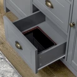 HOMCOM Buffet Cabinet With 3 Storage Drawers And Adjustable Shelves, 2 Door Sideboard With Rubber Wood Top, Coffee Bar For Living Room, Gray -Homcom GUEST ab76b504 5a22 4d5f a9db 0cc33045773a