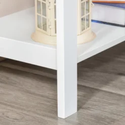 HOMCOM Buffet Sideboard Storage Cabinet With Slat Double Doors, Enclosed Adjustable Shelf And Open Bottom Shelf, White -Homcom GUEST accfbd42 3676 45af 88aa e08fb1cbdc5f