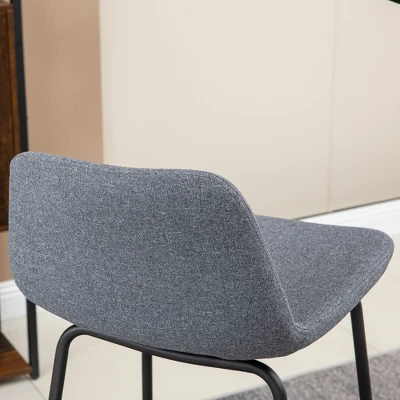 HOMCOM 29.5" Seat Height Bar Stools Set Of 2, Upholstered Bar Chairs, Armless Barstools With Back, Steel Legs, Gray 6 HOMCOM 29.5" Seat Height Bar Stools Set Of 2, Upholstered Bar Chairs, Armless Barstools With Back, Steel Legs, Gray - Image 4