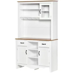 HOMCOM 71" Kitchen Buffet With Hutch, Farmhouse Style Storage Pantry With 2 Drawers, 3 Door Cabinets And 3 Shelves, White 9 HOMCOM 71" Kitchen Buffet With Hutch, Farmhouse Style Storage Pantry With 2 Drawers, 3 Door Cabinets And 3 Shelves, White -Homcom GUEST adccfd05 c32c 4fed a741 6502d4ae29c3