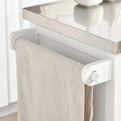 HOMCOM Rolling Kitchen Island On Wheels With Stainless Steel Top, Spice Rack & Drawers, Utility Portable Multi-Storage Cart On Wheels 7 HOMCOM Rolling Kitchen Island On Wheels With Stainless Steel Top, Spice Rack & Drawers, Utility Portable Multi-Storage Cart On Wheels - Image 5