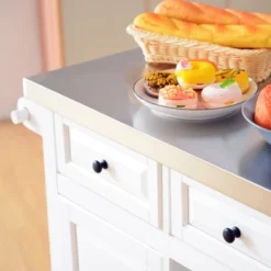 HOMCOM Rolling Kitchen Island On Wheels With Stainless Steel Top, Spice Rack & Drawers, Utility Portable Multi-Storage Cart On Wheels 17 HOMCOM Rolling Kitchen Island On Wheels With Stainless Steel Top, Spice Rack & Drawers, Utility Portable Multi-Storage Cart On Wheels -Homcom GUEST af546dda 3d1e 4c84 ae3b e92b961a8a2c