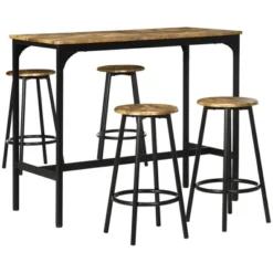 HOMCOM 5-Piece Counter Height Bar Table And Chairs Set, Rustic Bar Table With Stools, Kitchen Table 4 Chair Bar Table With Wooden Top 11 HOMCOM 5-Piece Counter Height Bar Table And Chairs Set, Rustic Bar Table With Stools, Kitchen Table 4 Chair Bar Table With Wooden Top -Homcom GUEST b0337632 4a71 4073 83f7 c5001e0ce945