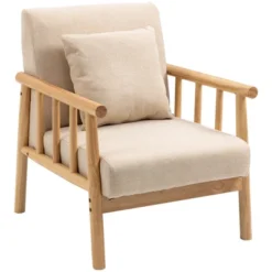 HOMCOM Accent Chair With Softness & Support, Upholstered Arm Chair For Living Room Furniture, Comfy Chair For Bedroom, Living Room Chair, Beige 9 HOMCOM Accent Chair With Softness & Support, Upholstered Arm Chair For Living Room Furniture, Comfy Chair For Bedroom, Living Room Chair, Beige -Homcom GUEST b0716f29 7266 4d77 b7cb bd334a1e3778