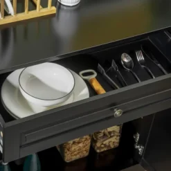 HOMCOM Sideboard Buffet Cabinet, Modern Kitchen Cabinet With 2 Drawers And Adjustable Shelves, Coffee Bar Cabinet For Living Room, Black -Homcom GUEST b1198db1 af66 400c af11 2b6170a30e74