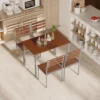HOMCOM Modern 5-Piece Wooden Counter Dining Kitchen Table Set, 1 Table 4 Chairs Metal Legs, Suitable For Outdoors, Brown 2 HOMCOM Modern 5-Piece Wooden Counter Dining Kitchen Table Set, 1 Table 4 Chairs Metal Legs, Suitable For Outdoors, Brown -Homcom GUEST b236e135 1573 40a6 953a e9e2498e49d4