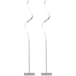 HOMCOM Modern Spiral Floor Lamp, LED Standing Lamp Warm White With Square Base And Foot Switch For Living Room, Bedroom, Set Of 2, Silver 9 HOMCOM Modern Spiral Floor Lamp, LED Standing Lamp Warm White With Square Base And Foot Switch For Living Room, Bedroom, Set Of 2, Silver -Homcom GUEST b291fc1f 047a 4c3c 9088 6ac11d6879b0