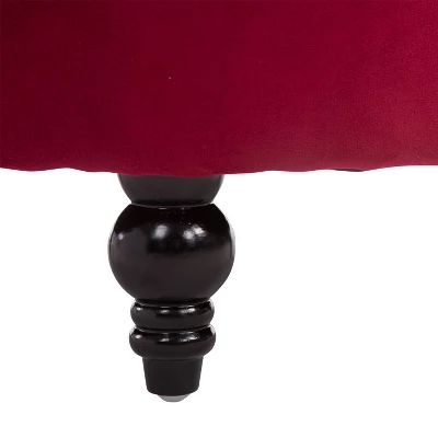 HOMCOM High Back Accent Chair, Upholstered Armless Chair, Retro Button-Tufted Royal Design With Thick Padding And Rubberwood Leg, Crimson Red 6 HOMCOM High Back Accent Chair, Upholstered Armless Chair, Retro Button-Tufted Royal Design With Thick Padding And Rubberwood Leg, Crimson Red - Image 4
