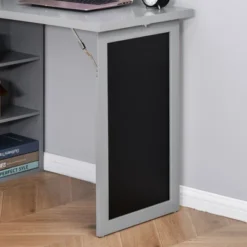 HOMCOM Fold-out Convertible Writing Table Wall Mount Desk Cabinet With Blackboard And Side Shelf Multi-Function Home Office Workstation, Gray -Homcom GUEST b37c25c1 51b6 4355 ae86 25bfbd6dc083