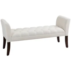 HOMCOM End Of Bed Bench With Button Tufted Design, Upholstered Bench With Arms And Solid Wood Legs For Bedroom -Homcom GUEST b4a32d2a 09d0 4f92 90e0 1a6fc8440bf0