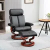 HOMCOM Recliner Chair With Ottoman, 360° Swivel Reclining Chair With Wood Base And Matching Footrest, Black -Homcom GUEST b594ad6b 4906 49d1 95ae 62ad32ef5ede