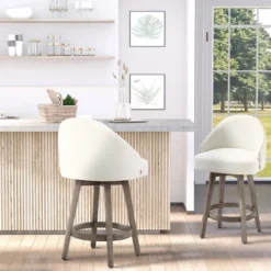 HOMCOM Bar Stools Set Of 4, Linen Fabric Kitchen Counter Stools With Nailhead Trim, Rubber Wood Legs And Footrest For Dining Room, Pub, Cream White -Homcom GUEST b6d6e850 aaaf 4233 9306 5f78dfcedac8