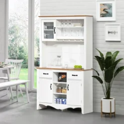 HOMCOM 71" Kitchen Buffet With Hutch, Farmhouse Style Storage Pantry With 2 Drawers, 3 Door Cabinets And 3 Shelves, White 10 HOMCOM 71" Kitchen Buffet With Hutch, Farmhouse Style Storage Pantry With 2 Drawers, 3 Door Cabinets And 3 Shelves, White -Homcom GUEST b756a007 7583 4f46 999c 009d57c47d09