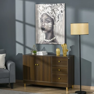 HOMCOM Hand-Painted Canvas Wall Art For Living Room Bedroom, Painting Gold African Woman, 39.25" X 31.5" 3 HOMCOM Hand-Painted Canvas Wall Art For Living Room Bedroom, Painting Gold African Woman, 39.25" X 31.5"