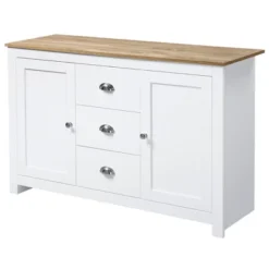 HOMCOM Kitchen Sideboard With Adjustable Shelves, Dining Buffet Cabinet With 3 Storage Drawers, White 9 HOMCOM Kitchen Sideboard With Adjustable Shelves, Dining Buffet Cabinet With 3 Storage Drawers, White -Homcom GUEST b8cf04e6 2abf 49cd 9dad d3439fe502d2