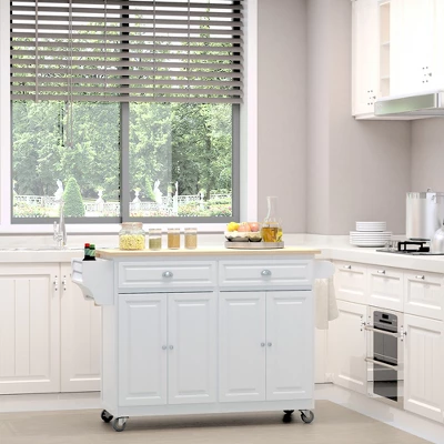 HOMCOM Rolling Kitchen Island Storage Cart Table W/ Drop Leaf Top 10 HOMCOM Rolling Kitchen Island Storage Cart Table W/ Drop Leaf Top - Image 8