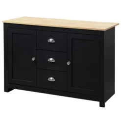 HOMCOM Kitchen Sideboard With Adjustable Shelves, Dining Buffet Cabinet With 3 Storage Drawers, Black -Homcom GUEST b9cc5716 59b3 4d00 9718 968d8b844425