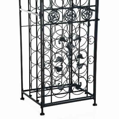 HOMCOM 45-Bottle Modern Wine Organizer Decorative Portable Wrought Iron Wine Rack Jail 8 HOMCOM 45-Bottle Modern Wine Organizer Decorative Portable Wrought Iron Wine Rack Jail - Image 6